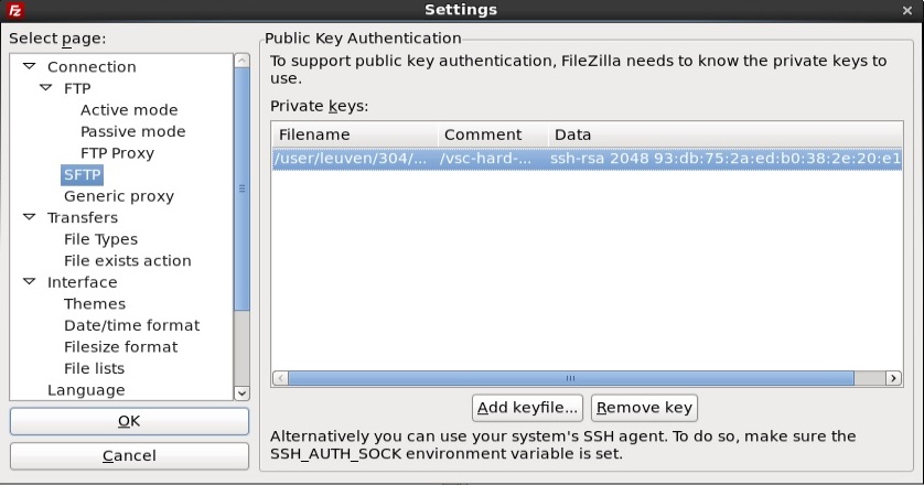 FileZilla private keys